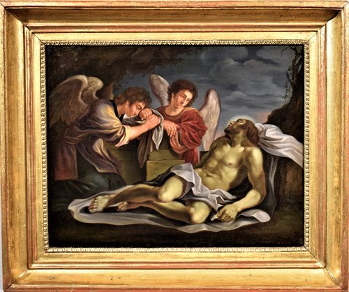 Christ Dead and two Angels